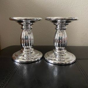 Bath & Body Works Silver 3-Wick Candle Pedestal (Set of 2)